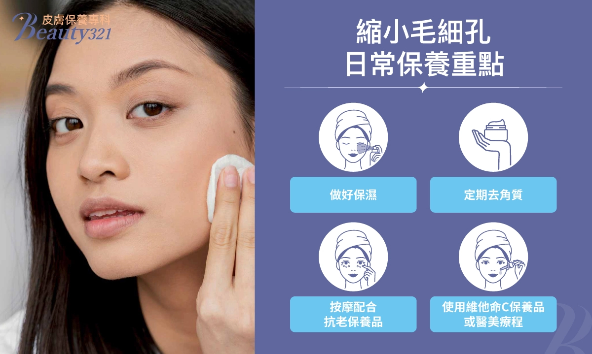 毛孔粗大三大原因:肌膚油脂分泌過多、肌膚過度乾燥、肌膚老化鬆弛。