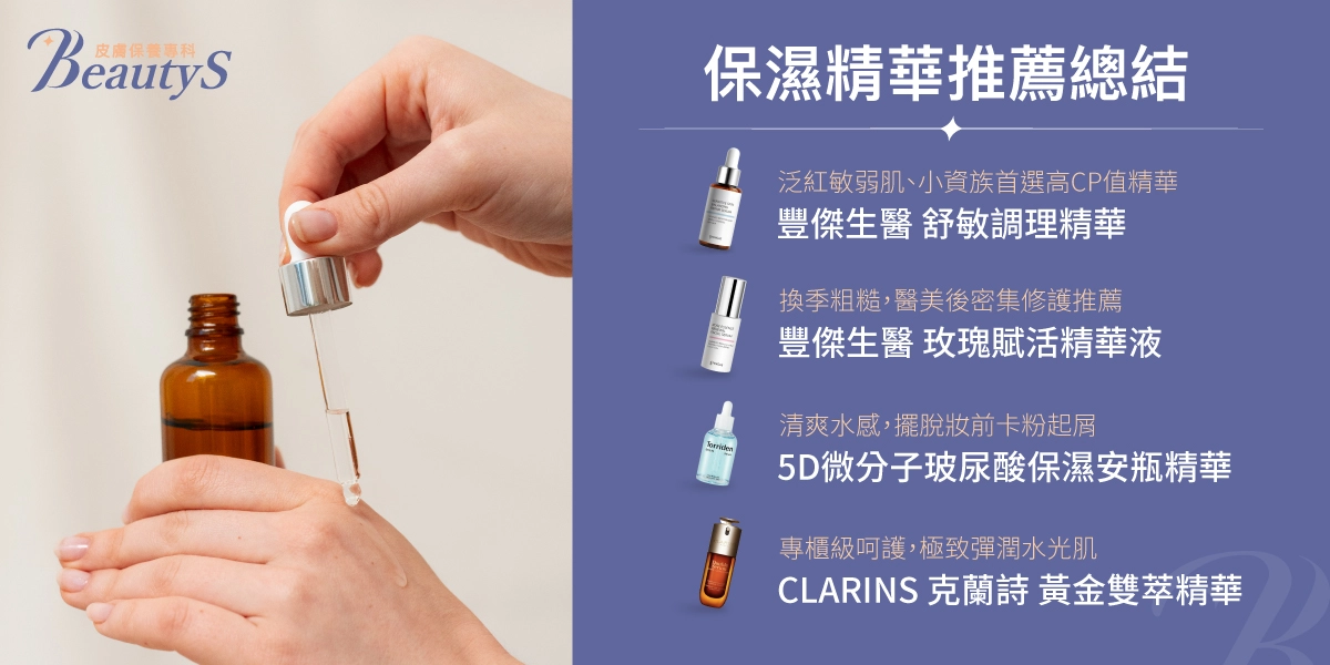 保濕精華推薦總結:豐傑生醫、Torriden、CLARINS